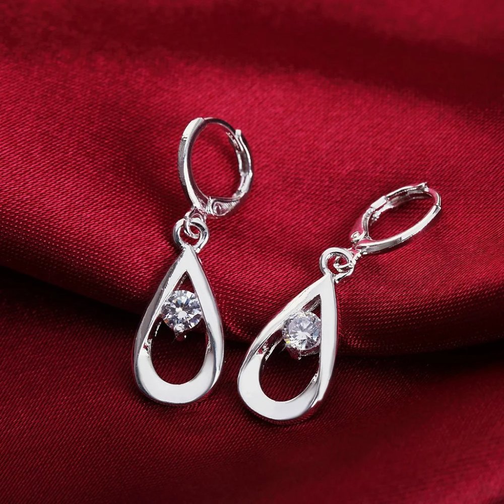 Gorgeous Sterling Silver Crystal Teardrop Earrings " Hypoallergenic " - Picture 2 of 8